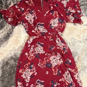 Floral Red Dress
